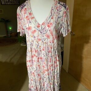 Knox Rose Pink and Cream Floral Midi Dress